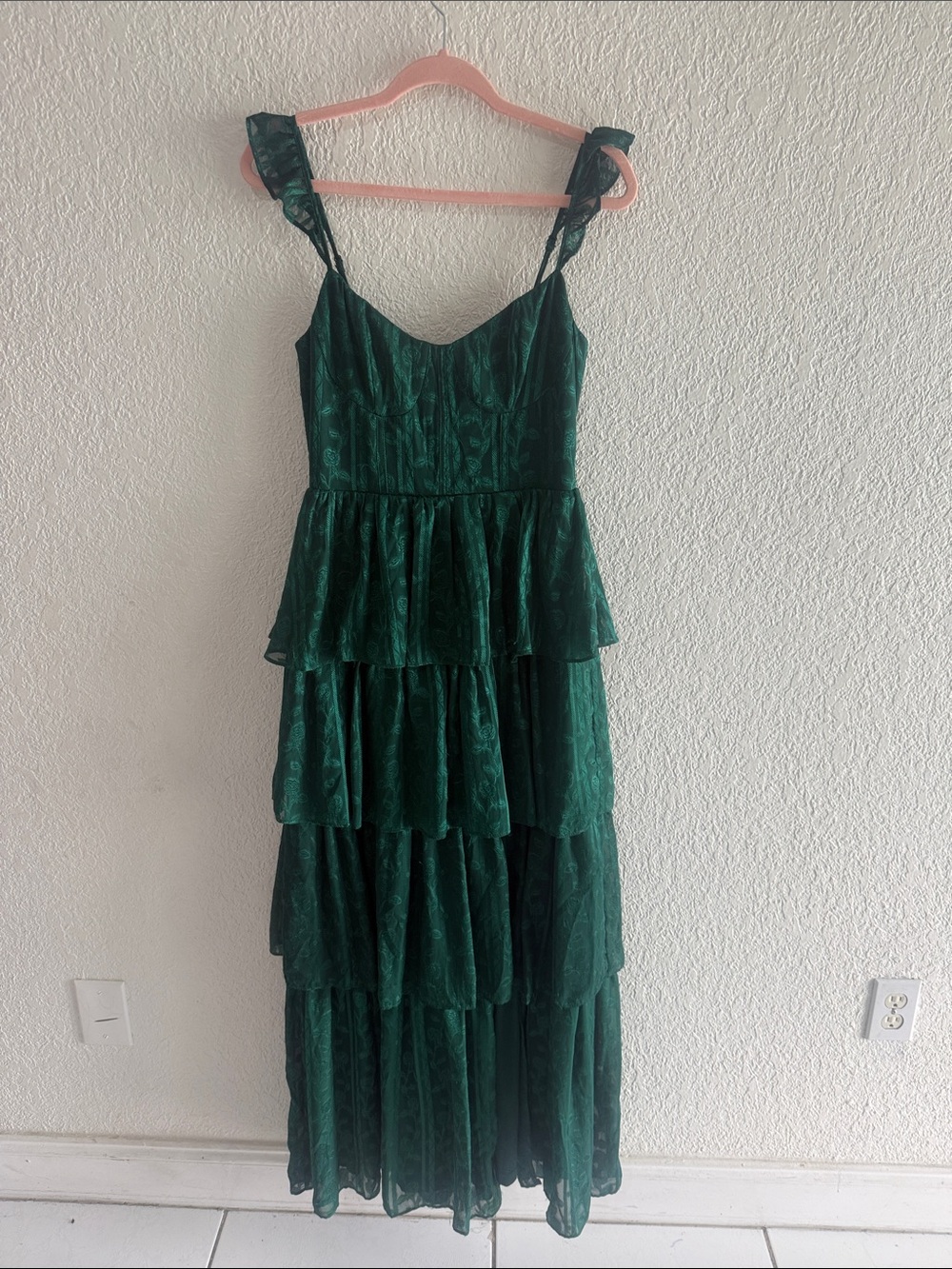 Lulu's Emerald Green Tiered Maxi Dress